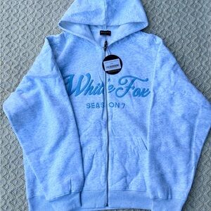 White Fox L/XL Dawn color zip hoodie NWT